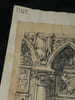 Soubassement d'un portail de Notre-Dame de Paris - Dessin original sign&eacute; &agrave; l'encre vers 1930. Louis Henri Laffill&eacute;e