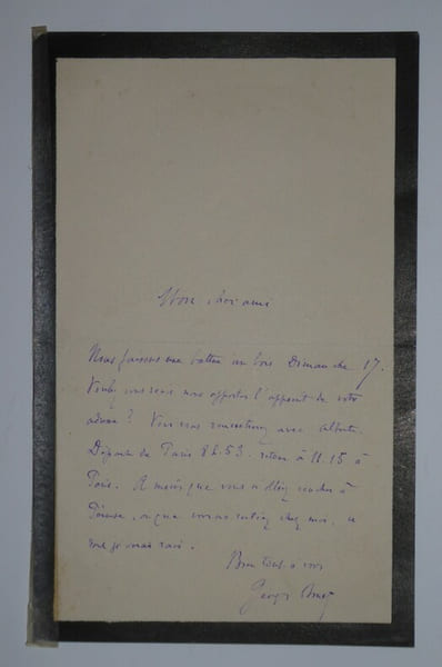 LETTRE AUTOGRAPHE SIGN&Eacute;E, PAPIER DE DEUIL. Georges Ohnet