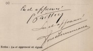 Pouvoir sign&eacute; par &Eacute;douard Pailleron – Collection de 50 auteurs & musiciens. &Eacute;douard Pailleron