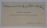 HENRI-ROBERT - CARTE DE VISITE ANNOT&Eacute;E, PARIS. Henri-Robert