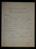 BERGERAT Emile - LETTRE AUTOGRAPHE SIGN&Eacute;E. Emile Bergerat