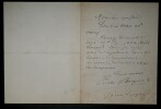 BERGERAT Emile - LETTRE AUTOGRAPHE SIGN&Eacute;E. Emile Bergerat