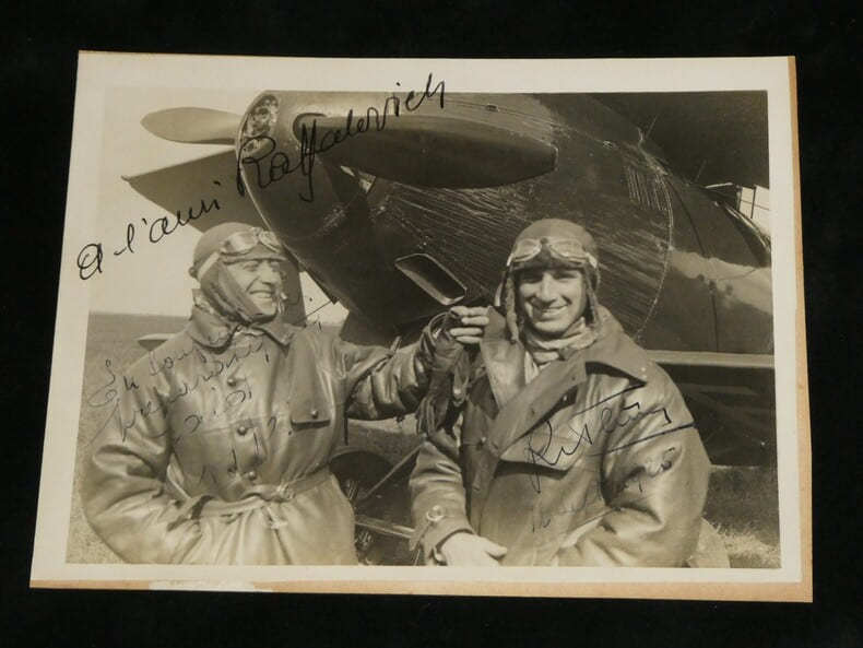 Photographie sign&eacute;e – Dieudonn&eacute; Costes & Robert Thi&eacute;ry – 1925 Breguet. Dieudonn&eacute; Costes & Robert Thi&eacute;ry