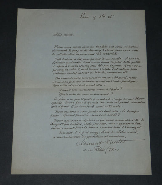 Cl&eacute;ment VAUTEL - LETTRE AUTOGRAPHE SIGN&Eacute;E sur la pi&egrave;ce CANDIDE - 1926. Cl&eacute;ment VAUTEL
