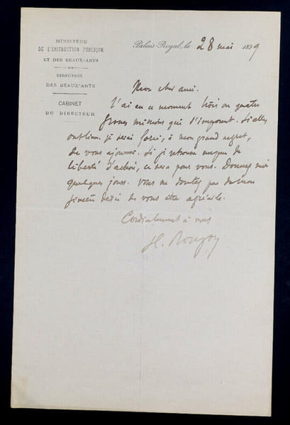 Henry ROUJON, Essayiste - LETTRE AUTOGRAPHE SIGN&Eacute;E, Palais-Royal, 1890. Henry ROUJON