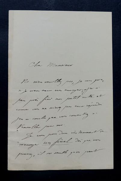 LETTRE AUTOGRAPHE SIGN&Eacute;E &Agrave; PROPOS D'UN PROJET EN COURS 1881. Etienne H&eacute;mery