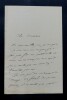LETTRE AUTOGRAPHE SIGN&Eacute;E &Agrave; PROPOS D'UN PROJET EN COURS 1881. Etienne H&eacute;mery