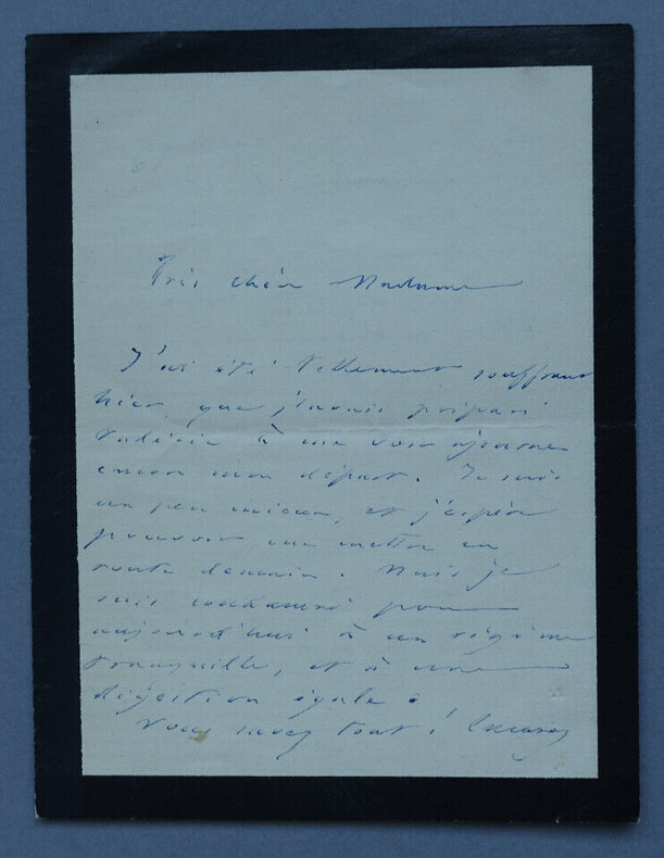 Octave FEUILLET - LETTRE AUTOGRAPHE SIGN&Eacute;E DE DEUIL. Octave FEUILLET