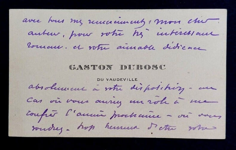 Gaston DUBOSC, Acteur - CARTE DE VISITE AUTOGRAPHE SIGN&Eacute;E. Gaston DUBOSC