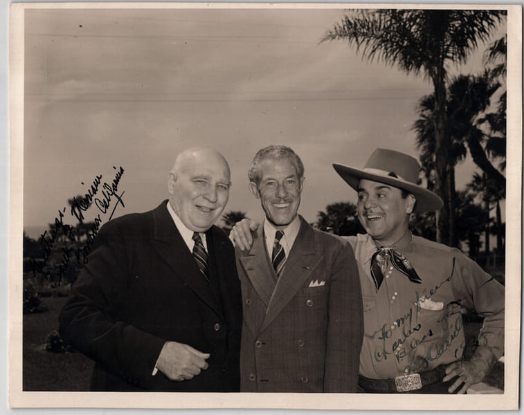 Leo Carrillo & Frank Merriam - Photographie d&eacute;dicac&eacute;e et sign&eacute;e - 1938. Leo Carrillo ; Frank Merriam