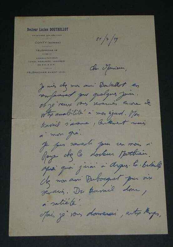 Lettre autographe sign&eacute;e &agrave; Henri Chemu, 21 juillet 1929, autour de Moli&egrave;re. Ren&eacute; THUILLIER