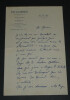 Lettre autographe sign&eacute;e &agrave; Henri Chemu, 21 juillet 1929, autour de Moli&egrave;re. Ren&eacute; THUILLIER