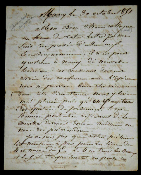 FIERCINES, repr&eacute;sentant du peuple - LETTRE AUTOGRAPHE SIGN&Eacute;E, Nancy, 1851. Fiercines