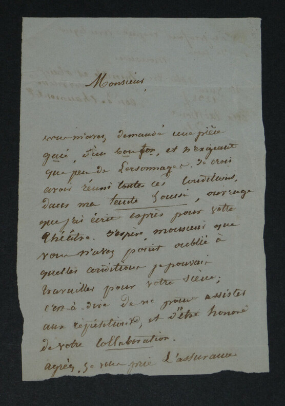 L&eacute;on de CHAUMONT - LETTRE AUTOGRAPHE SIGN&Eacute;E, Pi&egrave;ce de Th&eacute;&acirc;tre, 1838. L&eacute;on de CHAUMONT