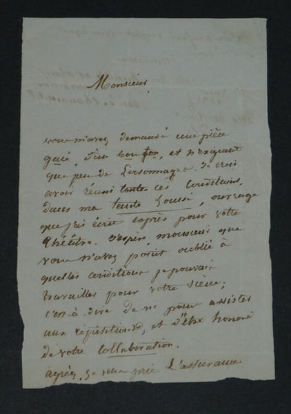 L&eacute;on de CHAUMONT - LETTRE AUTOGRAPHE SIGN&Eacute;E, Pi&egrave;ce de Th&eacute;&acirc;tre, 1838. L&eacute;on de CHAUMONT