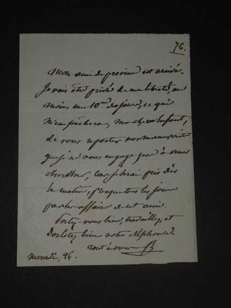 Pierre-Jean de BERANGER - LETTRE AUTOGRAPHE SIGNEE &agrave; un ami, 1 page. Pierre-Jean de BERANGER