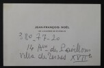 Carte de visite simple, Acad&eacute;mie de Stanislas, Paris. Jean-Fran&ccedil;ois No&euml;l