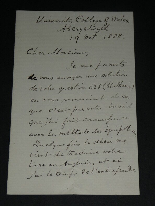 Robert William GENESE - Carte-lettre autographe sign&eacute;e, 1888. Robert William GENESE