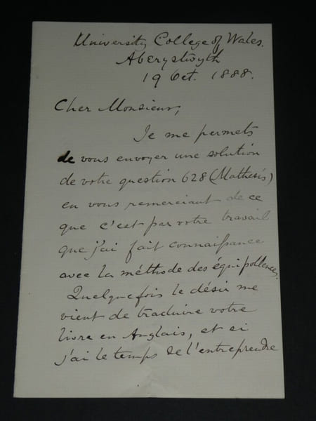 Robert William GENESE - Carte-lettre autographe sign&eacute;e, 1888. Robert William GENESE