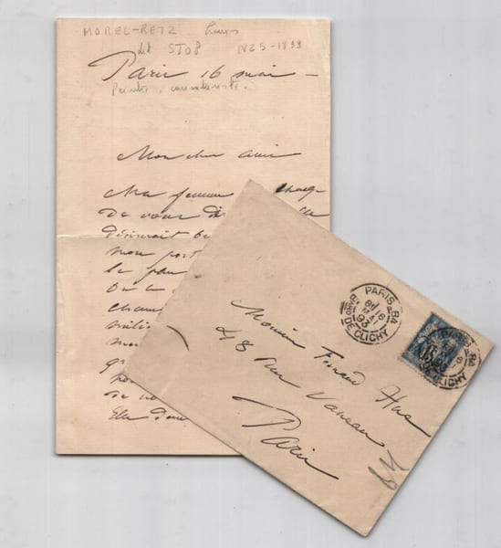 Louis Morel-Retz, dit Stop - Lettre autographe sign&eacute;e adress&eacute;e &agrave; Fernand Hue. Louis Morel-Retz, dit Stop
