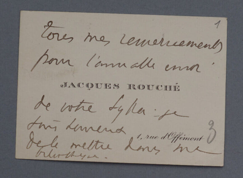 Carte de visite autographe de Jacques ROUCH&Eacute;. Jacques ROUCH&Eacute;