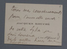 Carte de visite autographe de Jacques ROUCH&Eacute;. Jacques ROUCH&Eacute;