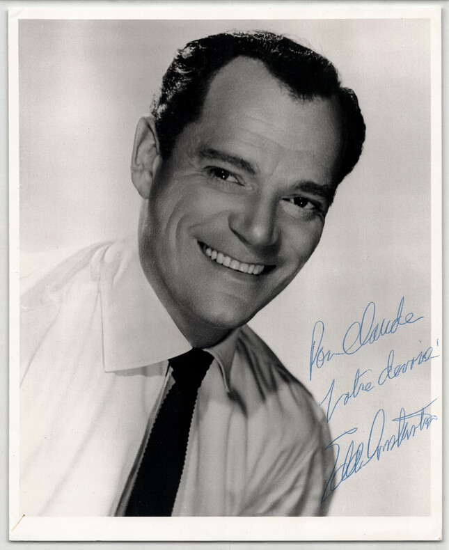 Eddie CONSTANTINE autographe - PHOTOGRAPHIE D&Eacute;DICAC&Eacute;E SIGN&Eacute;E de sa main 25 x 20. Eddie Constantine