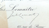 Jules LEMA&Icirc;TRE, Ecrivain - CARTE-AUTOGRAPHE SIGN&Eacute;E. Jules LEMA&Icirc;TRE