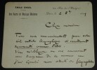 LETTRE AUTOGRAPHE SIGN&Eacute;E, UNE HEURE DE MUSIQUE MODERNE, PARIS, 1899. Emile ENGEL