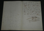 Jean-Auguste BALLANDE - LETTRE AUTOGRAPHE SIGN&Eacute;E, AUTOUR DE MOLI&Egrave;RE. Jean-Auguste-Hilarion BALLANDE