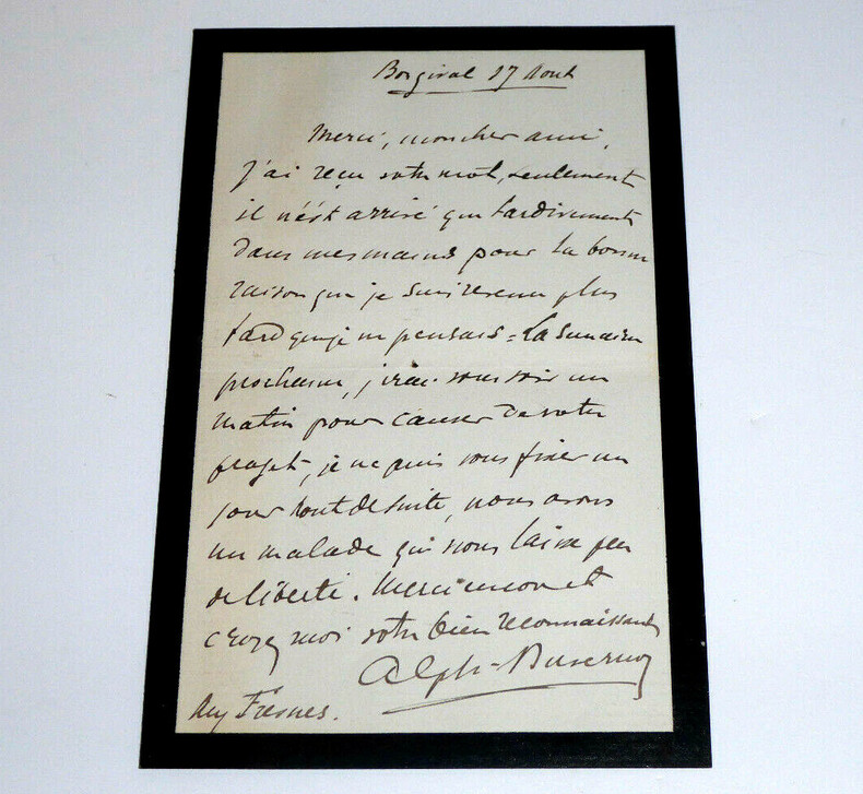 Alphonse DUVERNOY - LETTRE DE DEUIL AUTOGRAPHE SIGN&Eacute;E. Alphonse DUVERNOY
