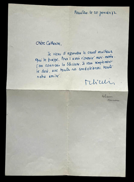 F&eacute;licien MARCEAU, Romancier - LETTRE AUTOGRAPHE SIGN&Eacute;E, 1972. F&eacute;licien MARCEAU