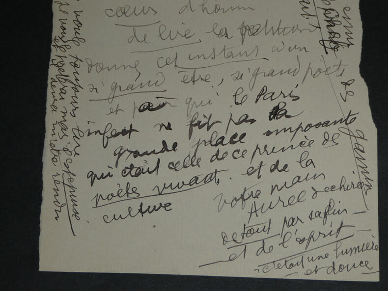 Mme AUREL, Ecrivain, Lettre autographe sign&eacute;e. Prince des po&egrave;tes ! p&eacute;tition. Aurel (Mme)