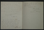 Edmond HARAUCOURT - Lettre Autographe Sign&eacute;e - "surmenage" - Belleville, 1890. Edmond HARAUCOURT