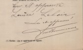 Pouvoir sign&eacute; par Louise Thuillier-Leloir - Collection de 25 auteurs & musiciens. Louise Thuillier-Leloir