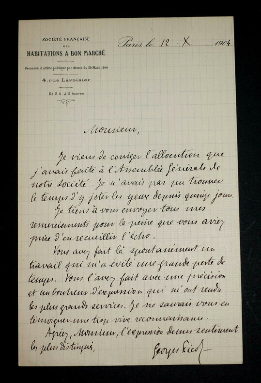 LETTRE AUTOGRAPHE SIGN&Eacute;E, 1904. Georges Picot