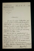 LETTRE AUTOGRAPHE SIGN&Eacute;E, 1904. Georges Picot