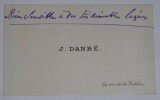 DANBE Jules - CARTE DE VISITE, ANNOTATIONS MANUSCRITES. Jules Danb&eacute;