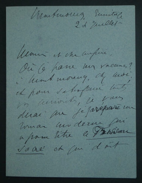 Jean BERTHEROY, Femme de lettres - LETTRE AUTOGRAPHE SIGN&Eacute;E LE FRISSON SACR&Eacute; 2p. Jean BERTHEROY