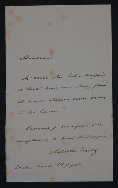 Achille FOULD, Banquier - LETTRE AUTOGRAPHE SIGN&Eacute;E. Achille FOULD