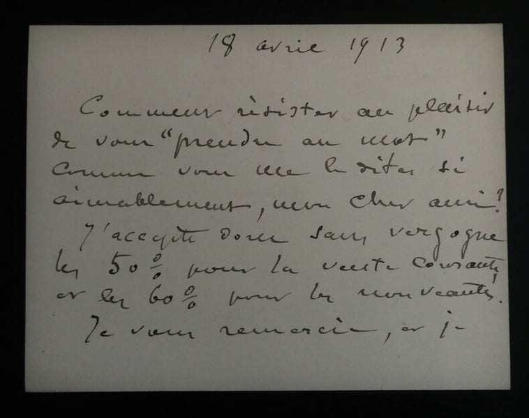LETTRE AUTOGRAPHE SIGN&Eacute;E, 1913. Th&eacute;odore Lack