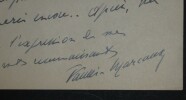 VANNY MARCOUX Giovanni LETTRE AUTOGRAPHE SIGN&Eacute;E, GRAND TH&Eacute;&Acirc;TRE BORDEAUX 1950. Giovanni Vanni MARCOUX