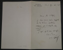 Yves GUYOT - Lettre autographe sign&eacute;e sur l'imp&ocirc;t sur le revenu, 1886, Paris. Yves GUYOT
