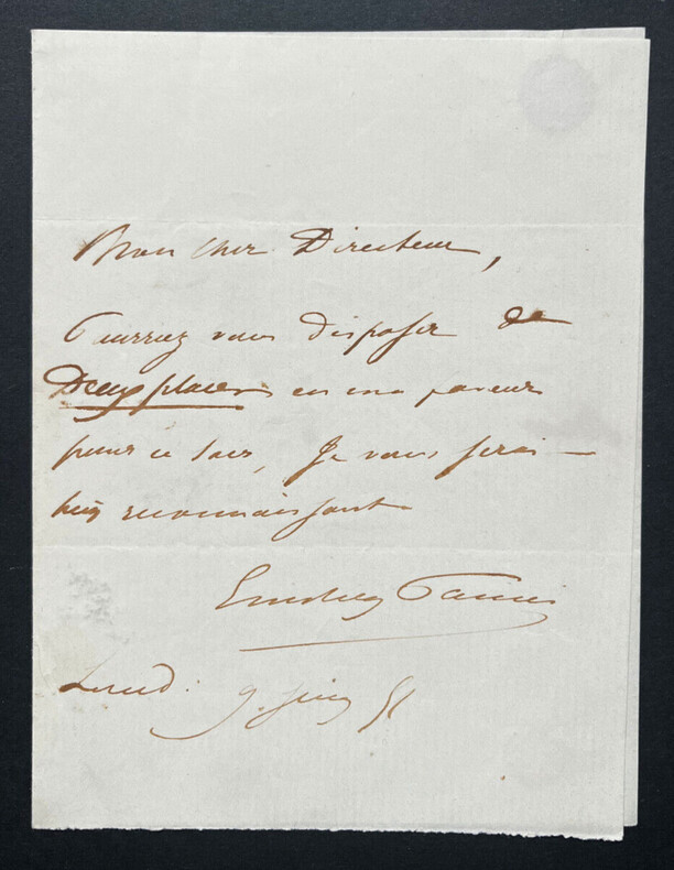 Emilien PACINI, Libr&eacute;ttiste - LETTRE AUTOGRAPHE SIGN&Eacute;E, 1851. Emilien PACINI