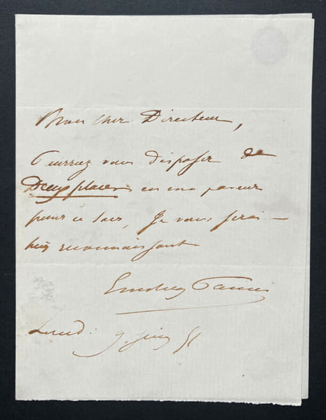 Emilien PACINI, Libr&eacute;ttiste - LETTRE AUTOGRAPHE SIGN&Eacute;E, 1851. Emilien PACINI