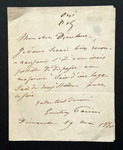 Emilien PACINI, Libréttiste - LETTRE AUTOGRAPHE SIGNÉE, 1850