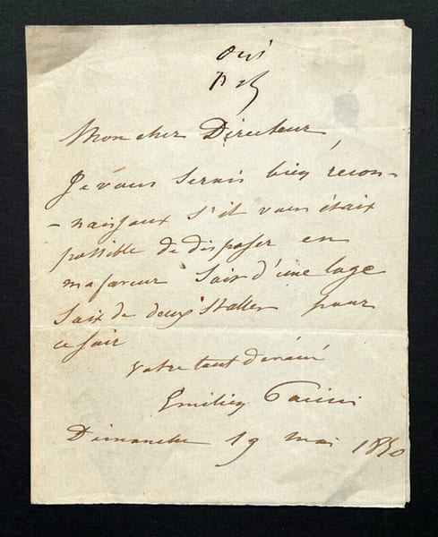 Emilien PACINI, Libr&eacute;ttiste - LETTRE AUTOGRAPHE SIGN&Eacute;E, 1850. Emilien PACINI