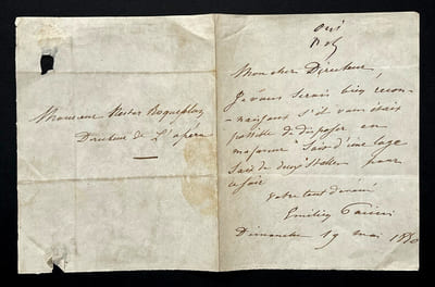 Emilien PACINI, Libréttiste - LETTRE AUTOGRAPHE SIGNÉE, 1850