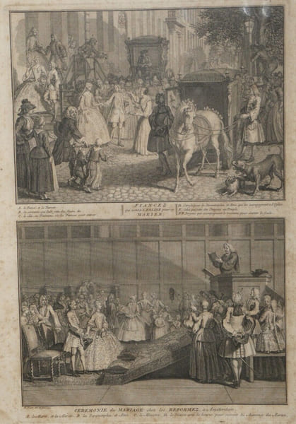 C&eacute;r&eacute;monie du Mariages chez les R&eacute;form&eacute;s, &agrave; Amsterdam, d'apr&egrave;s Bernard Picart. Bernard Picart