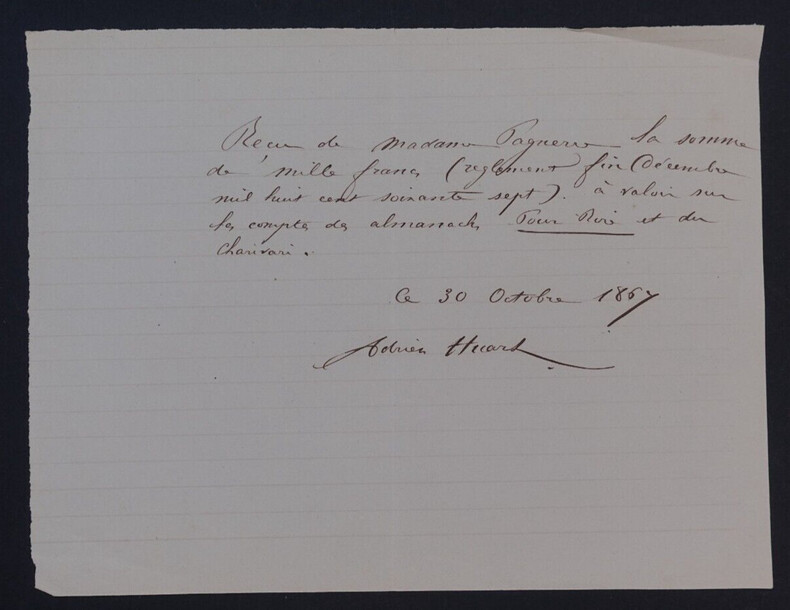 Louis Adrien HUART, Journaliste - LETTRE AUTOGRAPHE SIGN&Eacute;E, 1867. Louis Adrien HUART